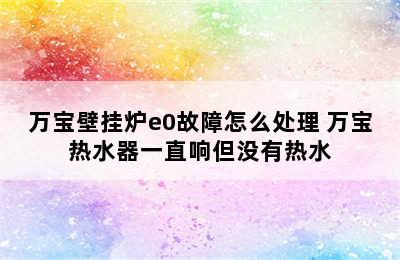 万宝壁挂炉e0故障怎么处理 万宝热水器一直响但没有热水